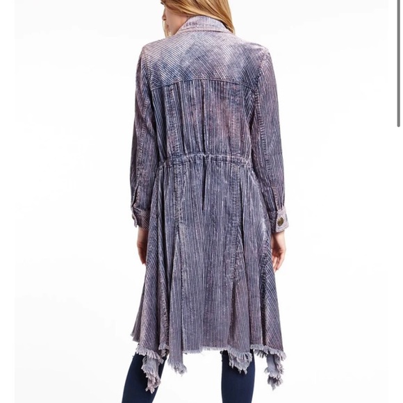 Stone washed corduroy trench with inside adjustable twill tape belt - Picture 3 of 5